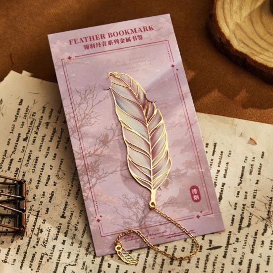 Artistic Feather Metal Bookmark with Tassel Vintage Elegant Page Marker Durable Rust-Resistant Fantasy Gift for Book Lovers Writers & Students