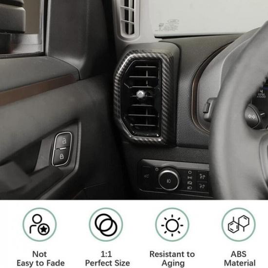 For -2024 Ford Bronco Sport Carbon Fiber Dash Air Vent Outlet Cover Trim Kit