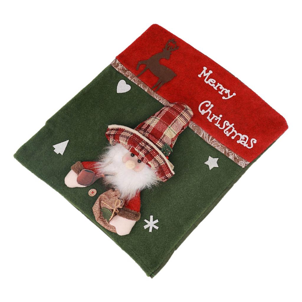 Christmas Santa and Snowman 3D Chair Covers for Holiday Home Decoration Soft Fabric Easy Installs Chair Back Covers 1PC