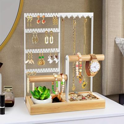 1pc Jewellery Organiser, 4 Tier Earring Holder Organiser, Necklace Organiser, Jewellery Holder with Ring and Bracelet Holders