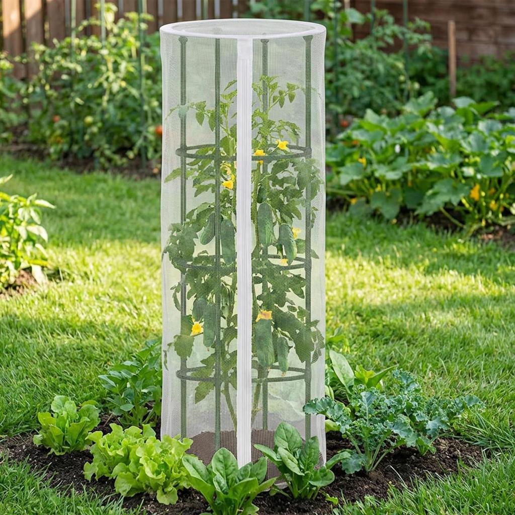 Garten Vogelschutznetz Pflanzen Insektenschutznetz mit Reißverschluss Atmungsaktiv Tomatenkäfig Schutz für vertikales Klettern (Keine Regale)