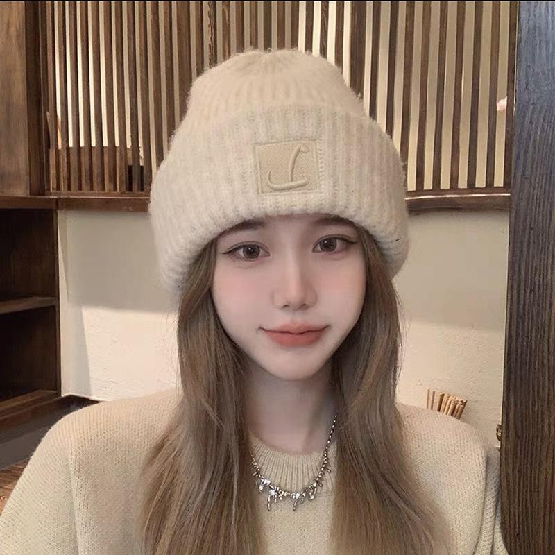 Hat Autumn and Winter Fashion Korean Version Knitted Hat Stacked Big Head Big Brim Wool Hat Versatile Face Small Warm Cold Hat