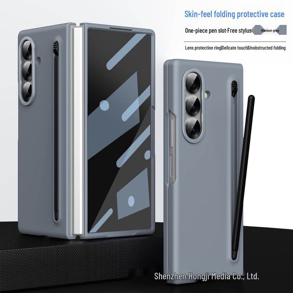 Samsung Z Fold7 Hülle mit Stifthalter: 6/5 Hautgefühl, Integrierte Folie, W25 Sturzschutz