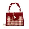 Red Bride's Wedding Bag, Women's New Style Bag, Women's High-end Sense, Chain Tea Flower Handbag, Crossbody Women's Bag