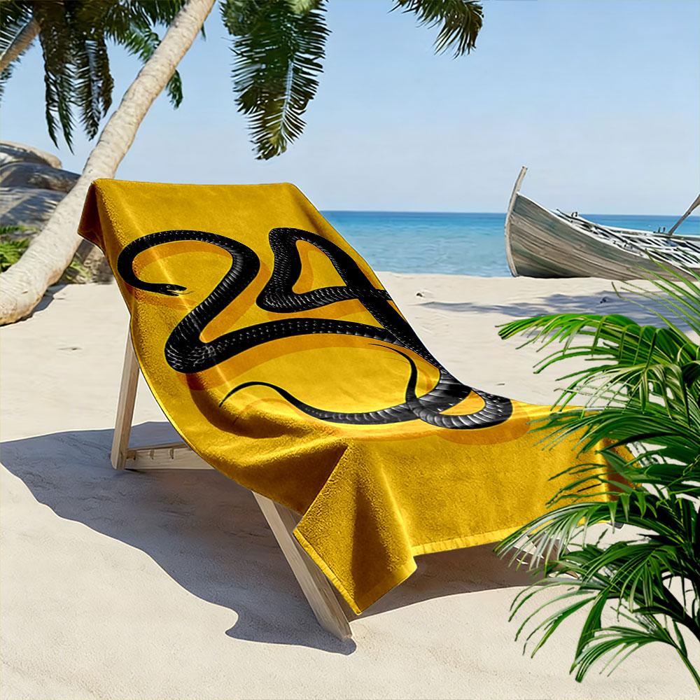 Black Snake Design Beach Towel Beach Towel Quick-drying for Travel Outdoor Sports Jogging Beach and Swimming