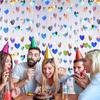 200 Pcs Iridescent Heart-52 FT Garland Party-Decorations Streamers Banner - Disco Kpop Birthday Holiday Girls Dancing Queen Princess Bachelorette
