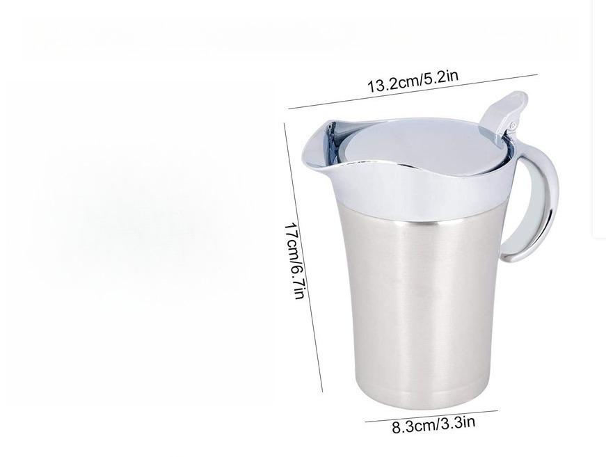 Elegant Double-insulated Stainless Steel Gravy Boat with a Hinged Lid - Perfectly Suitable for Pouring Juices and Creams