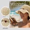 Elegant Hand Crocheted Paper Straw Sun Hat Women Breathable Wide Border Beach Hat Summer Outdoor Travel Accessory