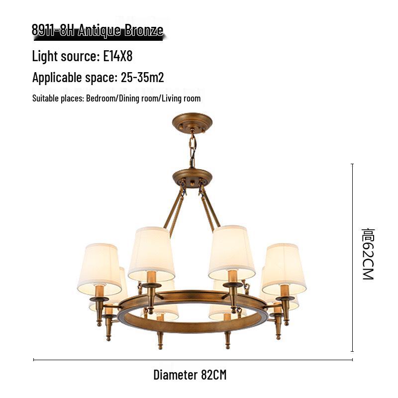 Retro American Minimalist Fabric Pendant Light for Living Room, Bedroom, and Dining Room