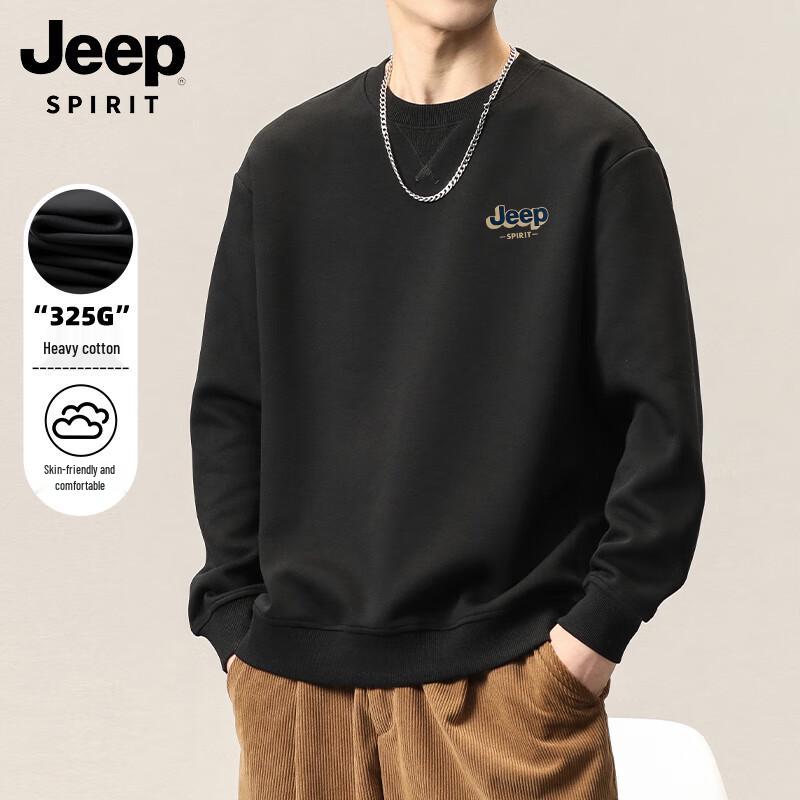 JEEP SPIRIT Men's Loose Fit Printed Round Neck Long Sleeve Sweatshirt