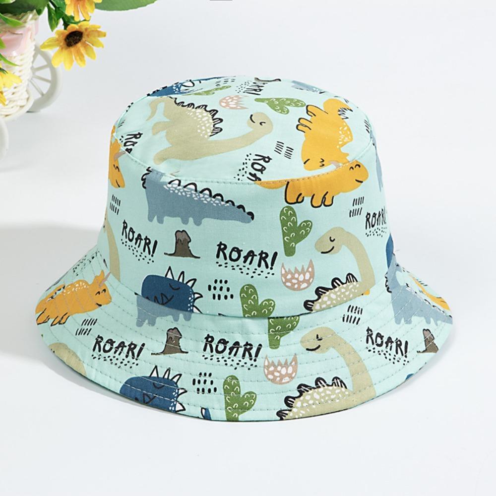 Kids Bucket Hat For 1-3 Years Old Toddlers Cute Fish Dinosaur Pattern Outdoor Uv Protection Breathable Sun Hat For Baby