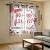 2Pcs Perforated Blackout Curtain Light Block Privacy Drape Living Bedroom Halloween Bloody No One Leaves Text Horror Window D