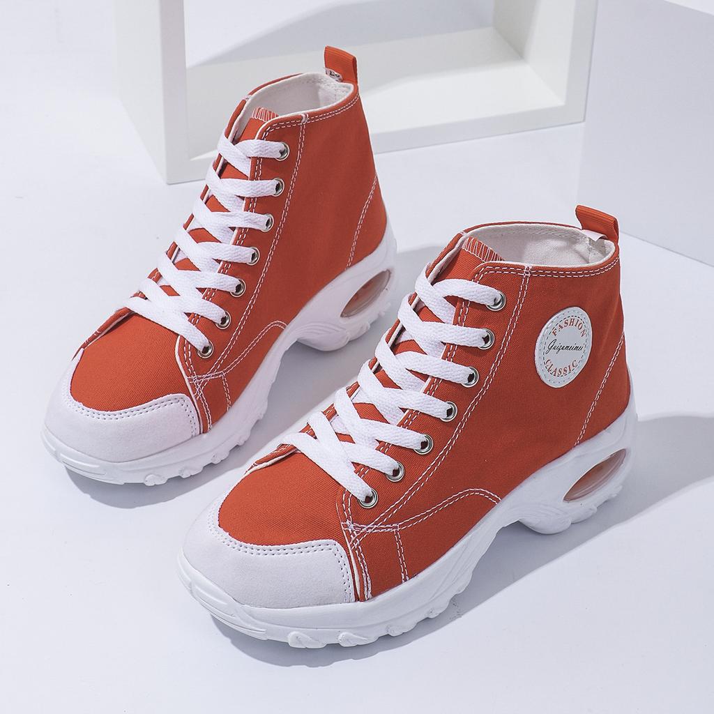 New Fashion Canvas Casual Shoes Lightweight Thick-soled Heightening Dad Shoes Breathable High-top Women's Shoes Versatile Little White Shoes Women