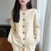 Women's Retro Cable Knit 100% Wool Cardigan - Soft Thickened Old Money Style Sweater Coat