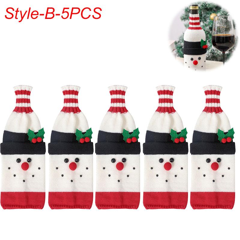 Vánoční sada obalů na láhve Santa Sněhulák Tkané sáčky na láhve na vánoční večírek Dekorace jídelního stolu Novoroční dárky