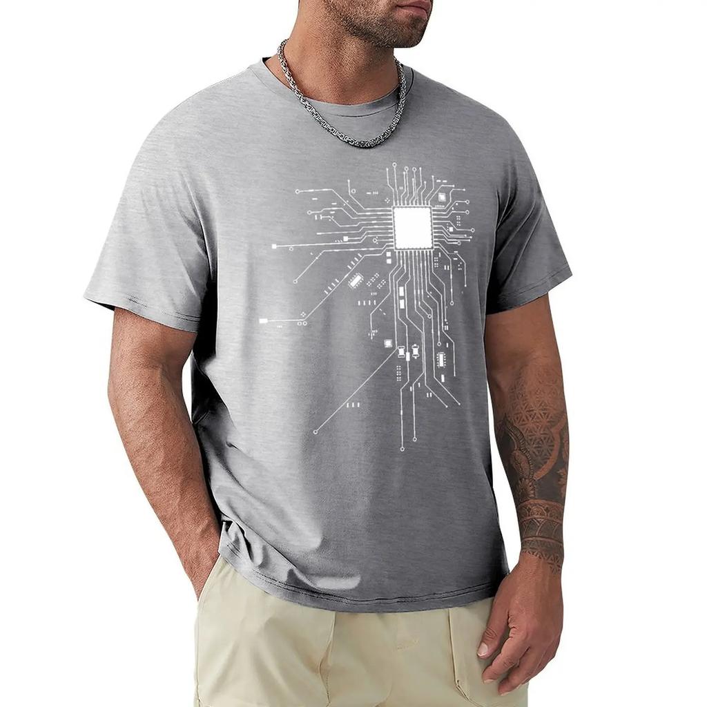 CPU Processor Circuit Diagram T Shirt Men Summer Cotton T-shirt Men's Funny Tops Fashion Tees Homme Brand Unisex Clothes C99