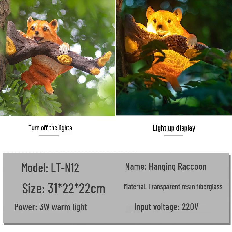 LED Resin Simulated Turtle, Raccoon, Toucan, and Parrot Outdoor Landscape Animal Lights