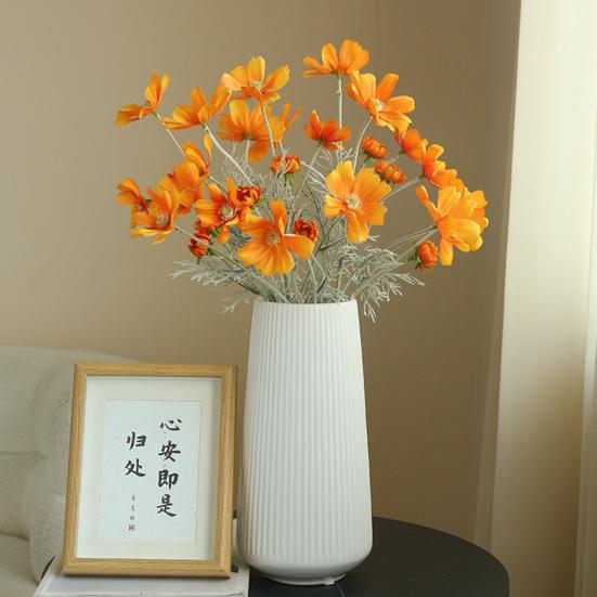 Artificial Cosmos Bipinnatus UV Resistant Fake Silk Galsang Flower Home Office Wedding Party Indoor Outdoor Faux Bloom Decoration