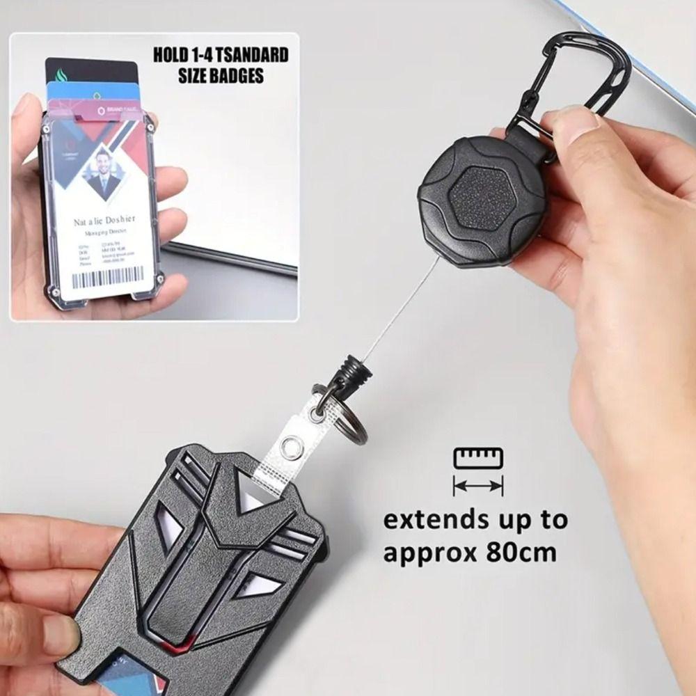 Strong Steel ID Card Holder Wire Rope Bus Card Cover Retractable Badge Reel  Outdoor Keychain