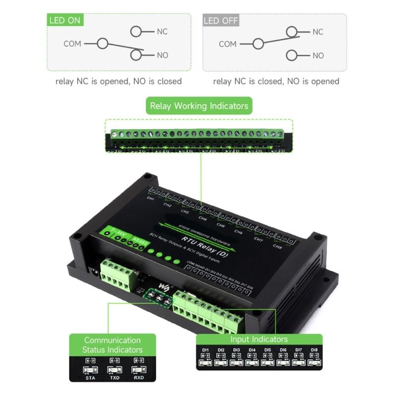 Industrial 8 Channel Control Module Modbus RTU 8CH  Module RS485 Digital Input RS485 Communication