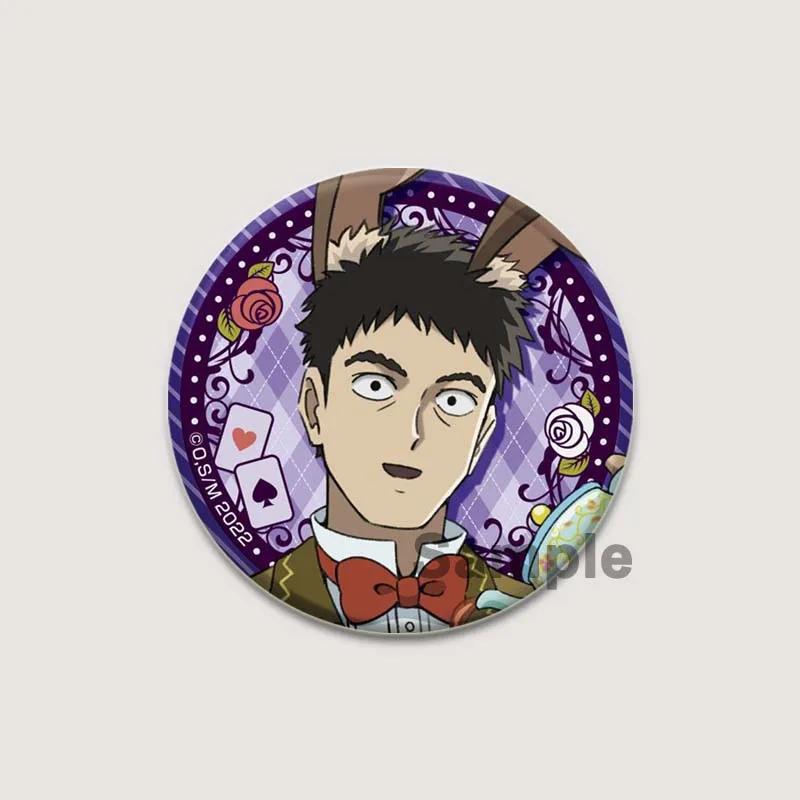 32/44/58mm Japanese Anime Mob Psycho 100 Badges On Backpack Accessories Lapel Pins Cartoon Brooches for Clothes Bag Decor Fans Gifts