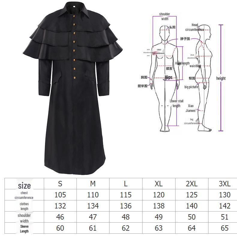 Medieval Monk, Wizard, Priest Costume - Halloween Grim Reaper Cosplay Robe