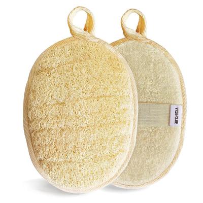 Natural Loofah Sponge Exfoliating Body Scrubber (2 Pack),Made with Eco-Friendly and Biodegradable Shower Luffa Sponge, Loofah for Women and Men, Beige
