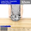 [JN] Rice Sieve Strainer Stainless Steel Colander Kitchen Helper Big Drainer Basin For Washing Vegetables Fruits Pasta Draining