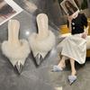 Fashion 2025 NEW High Quality Simple Fashionable Pointed Toe Block Heel Slippers Indoor Outdoor Wear Comfortable Half Slippers