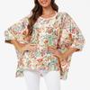 Plus Size Floral Chiffon Tunics Blouses for Women Batwing Summer Boho Shirts Beach Cover Ups