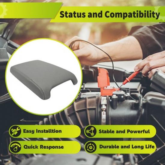 Center Console&Front Door Armrest Cover Leather for Honda Civic Sedan 06-11 Gray