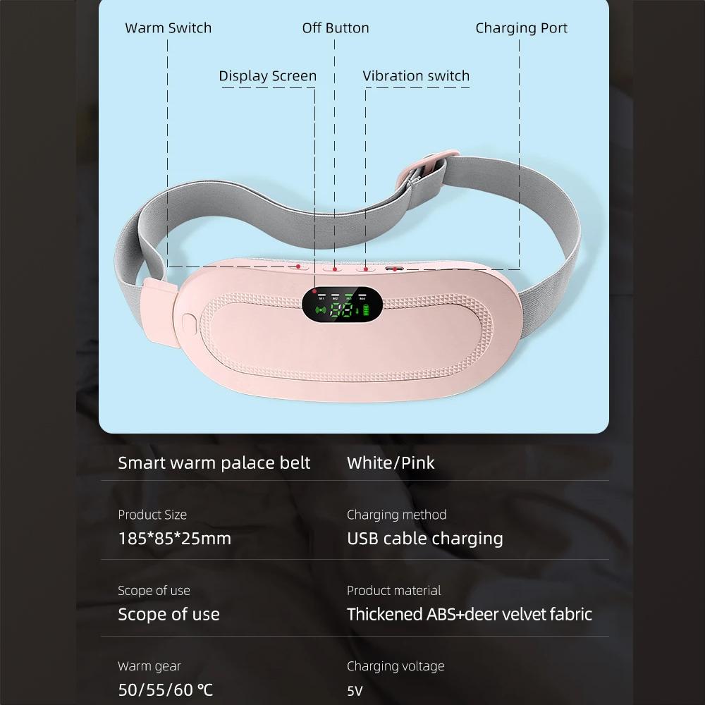 Tragbares Menstruations-Heizkissen, Warm Palace Taillengürtel, Massagegerät für Menstruationskrämpfe, Menstruations-Heizkissen, Dysmenorrhoe-Linderungsgürtel