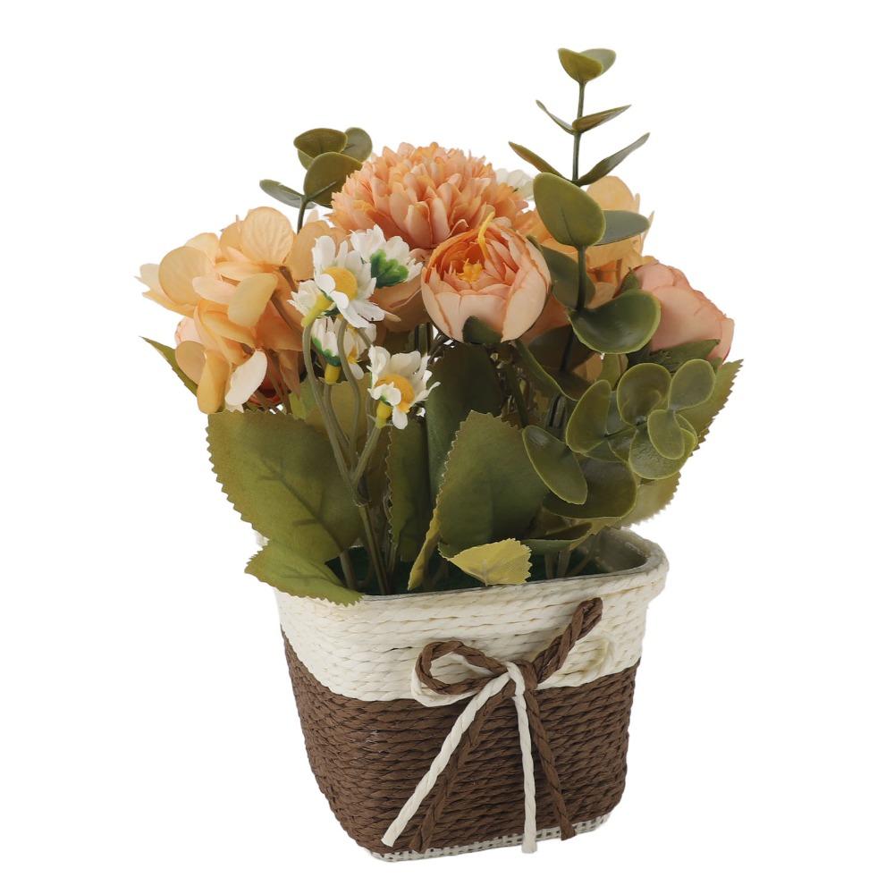 Plastic Artificial Potted Plant Pink, Purple, Yellow 7.48in Faux Potted Plants Potted Flower Simulated Potted Plants