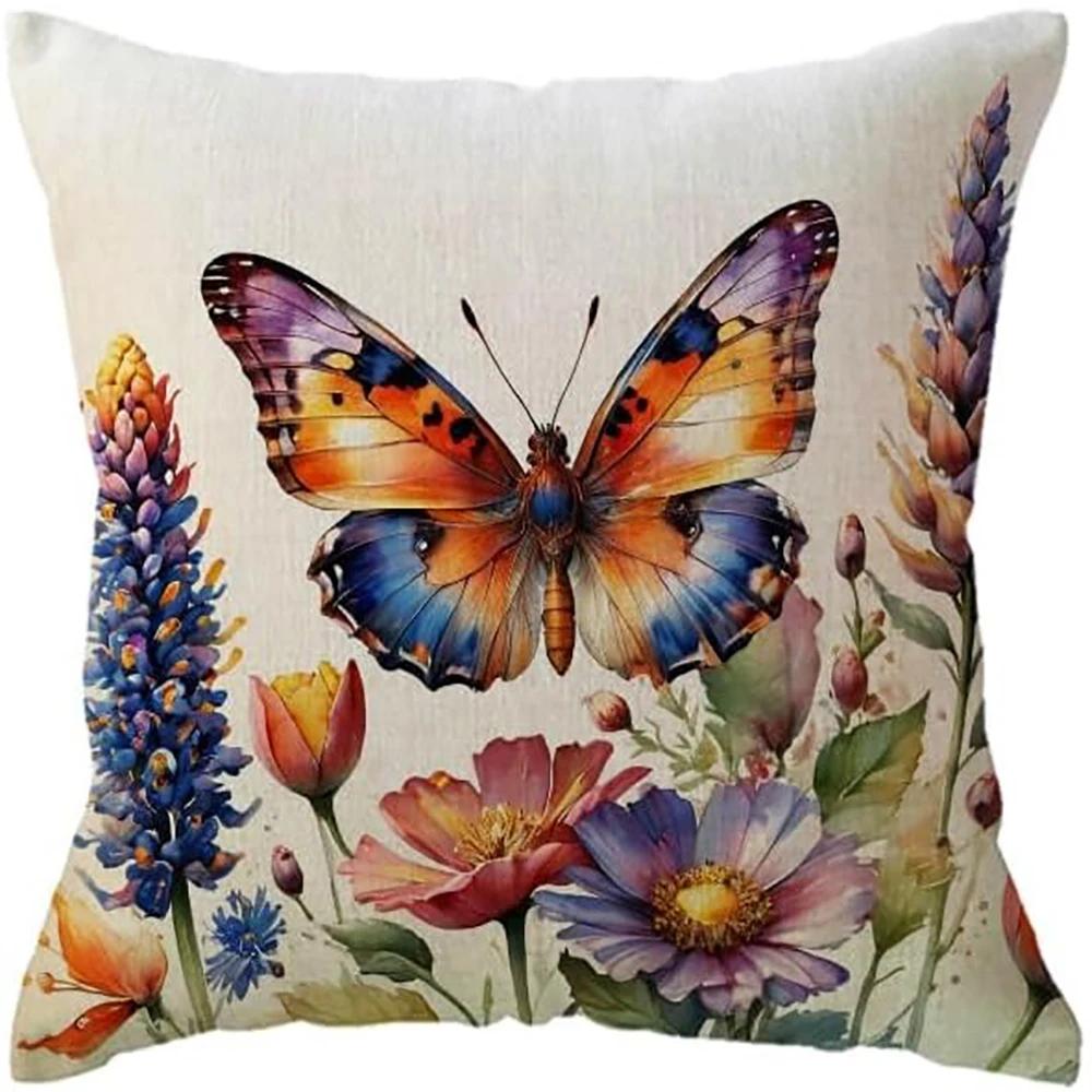 Tonnika Chen Unisex Butterfly Flying Pillowcase Brightens Up The Warm Space Bedroom Sofa Decorative Cushion Cover With Zipper Pillowcase
