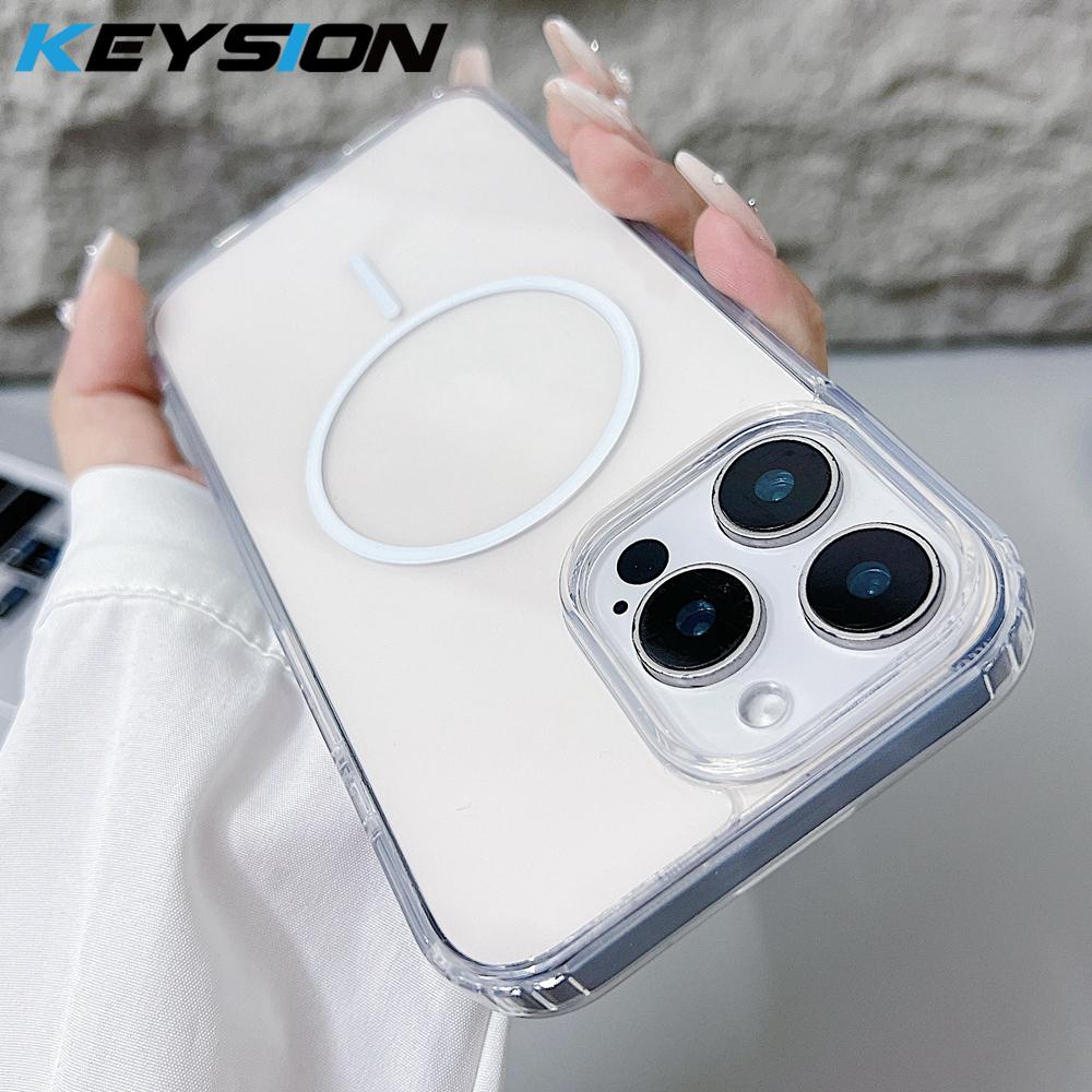 KEYSION HD Transparent Magnetic Wireless Charge Phone Case for MagSafe for iPhone 11 12 Pro Max Hard Clear Cover