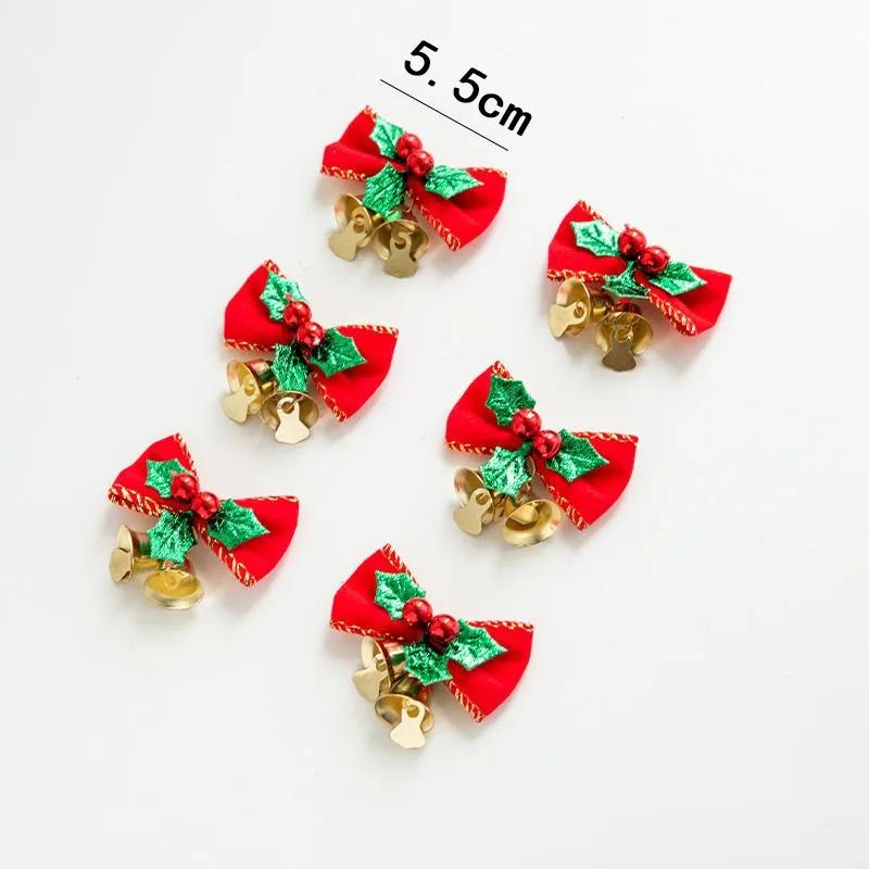10pcs Christmas Bow With Bell Mini Xmas Tree Bowknot Pendant Ornaments For Home Decoration 2025 Navidad New Year Party DIY Gifts