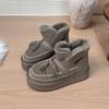 Leather Platform Short Snow Boots Women's 2025 Winter New Plush Warm Cotton Shoes Wear Fluffy Shoes