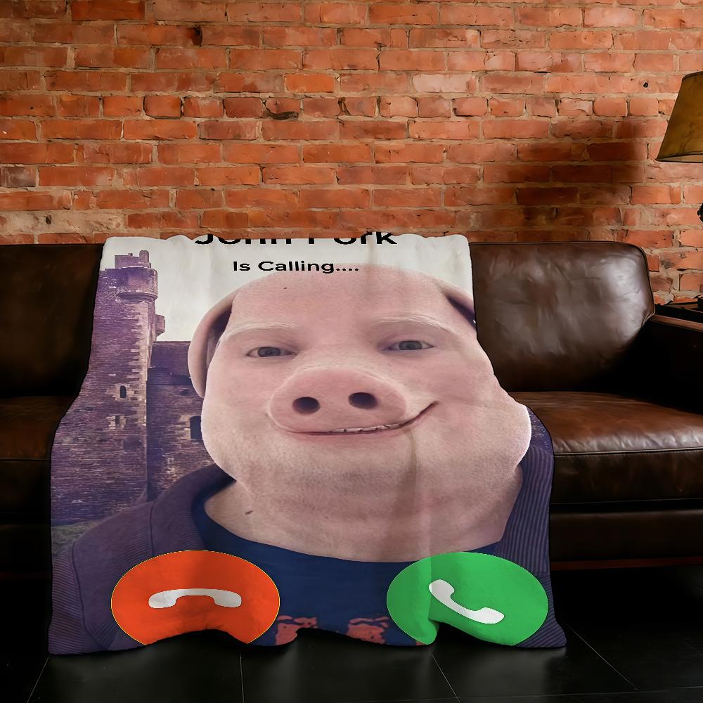 John Smiling Blanket Super Warm Comfortable Calling Plush Throw Pig is Blanket Child Home Pork Sofa Bedroom Gift 75X95CM