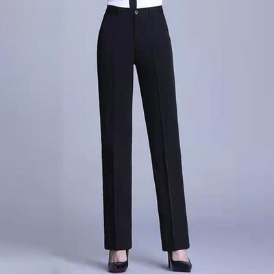 Women Suit Pants Mid-rise Button Zipper Fly Solid Color Suit Trousers with Pockets Straight Regular Fit Dress Pants