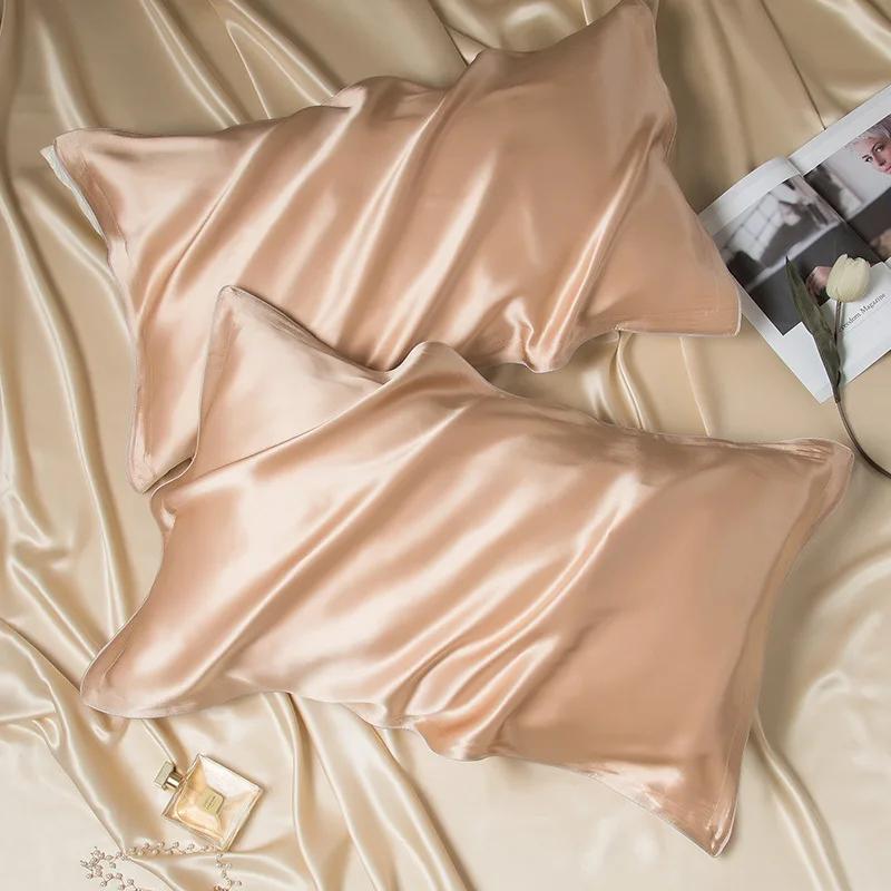 Single Sided 30MM Silk Pillowcases 100% Mulberry Silk Ivory Champagne Pink Purple Colors Hair Care and Beauty 48cmX74cm