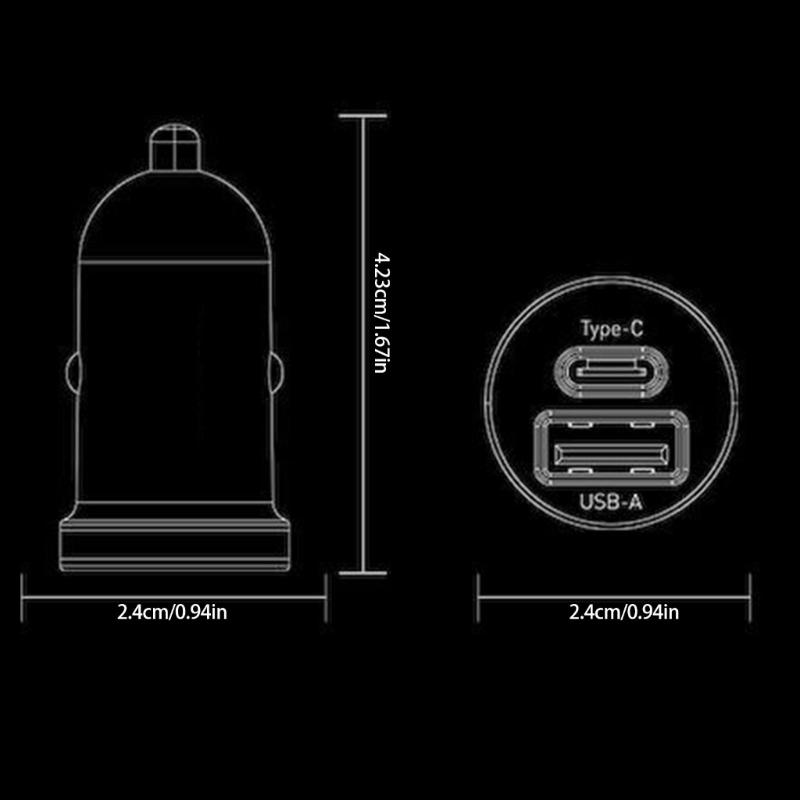 High Speeded 30W Car Smartphones Power Adapter With USB A And Type C Ports Suitable For Rapid Charging Of Mobile Devices
