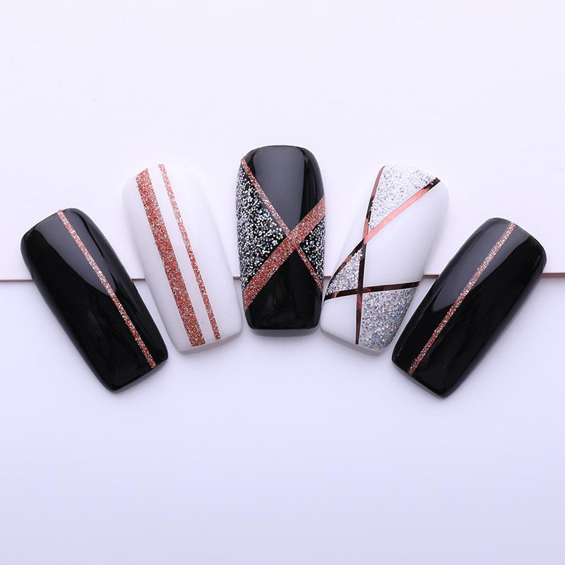 4pcs/Lot Rose Gold Matte Glitter Nail Striping Tape Line Adhesive Stickers Tools