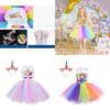 Unicorn Cosplay Girls Dress With Rainbow Pattern For Halloween Party