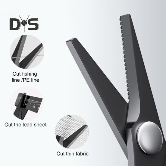 Fishing Scissor with Anti-lost Hand Rope Sharp Serrated Blade Compact Design Portable Multi-functional Metal Scissor