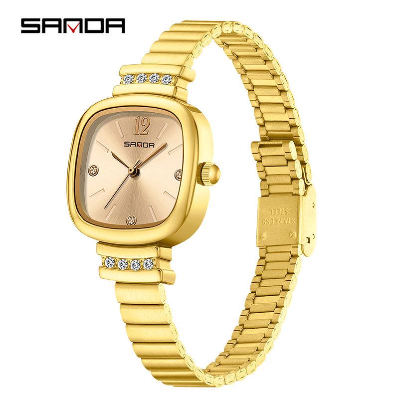 Sanda 7052 Women's Square Quartz Watch - High-End, Light Luxury with Exquisite Leather Strap