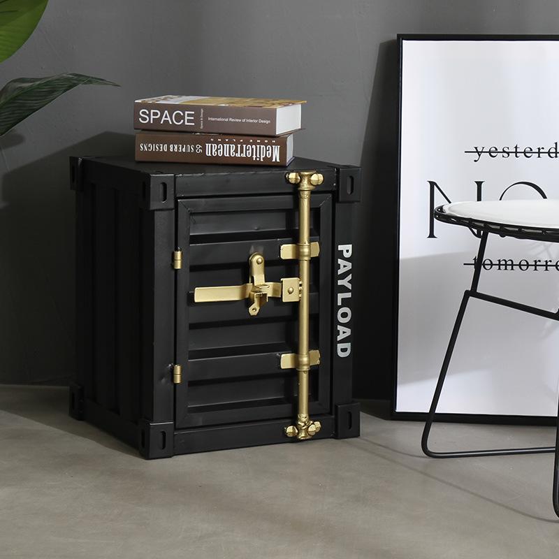 Industrial Iron Art Bedside Cabinet with Lock - Creative Storage Solution for Bedroom