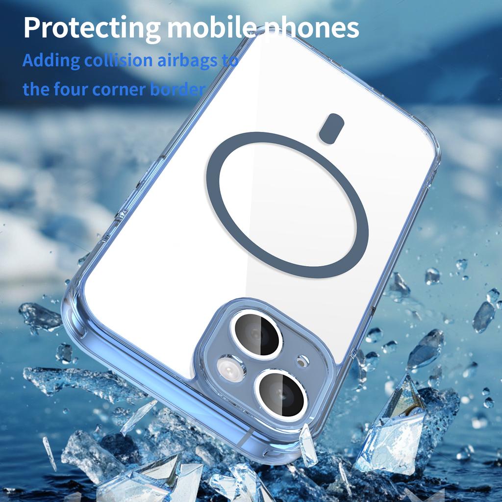 For iPhone 15 Plus Phone Case, Magnetic Shockproof Transparent Cover for iPhone 15 Plus