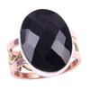 Natürlicher schwarzer Onex-Edelstein, handgefertigt, 925er Sterlingsilber, zweifarbiger Ring, S.8 I6u96