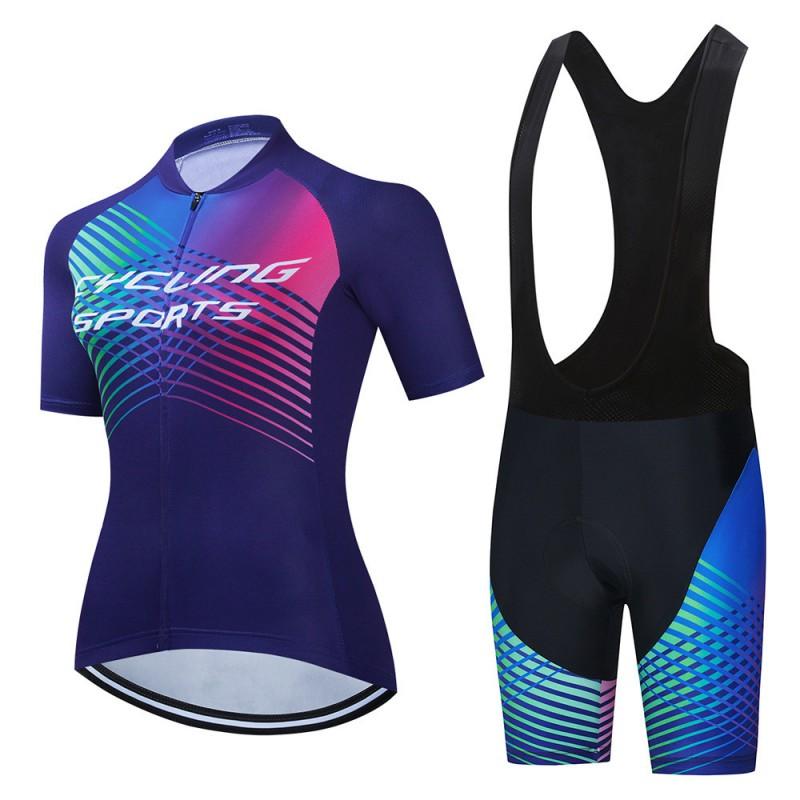 Womens Cycling Jersey Bib Shorts Set Breathable Quick-Dry Road Bike Apparel