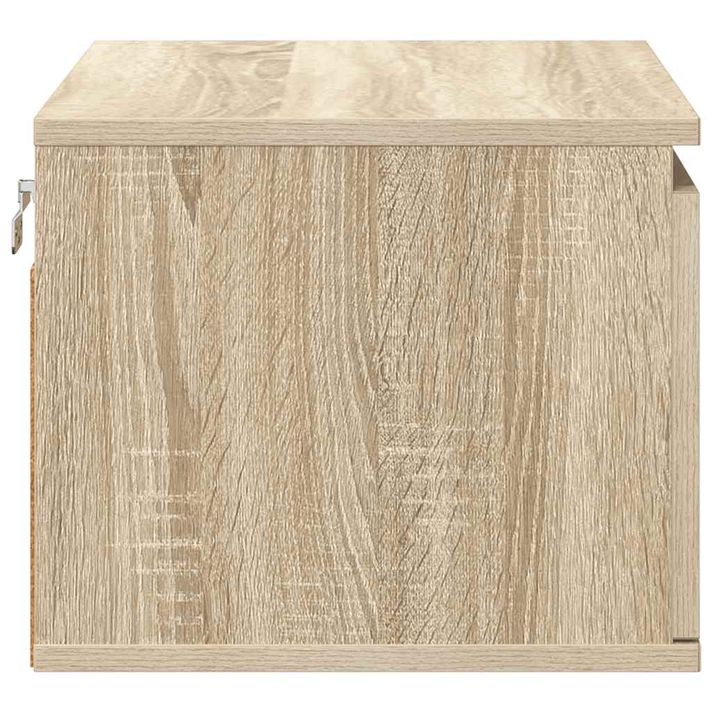 Wall Mounted Nightstands with LED Lights 2 pcs Sonoma Oak
